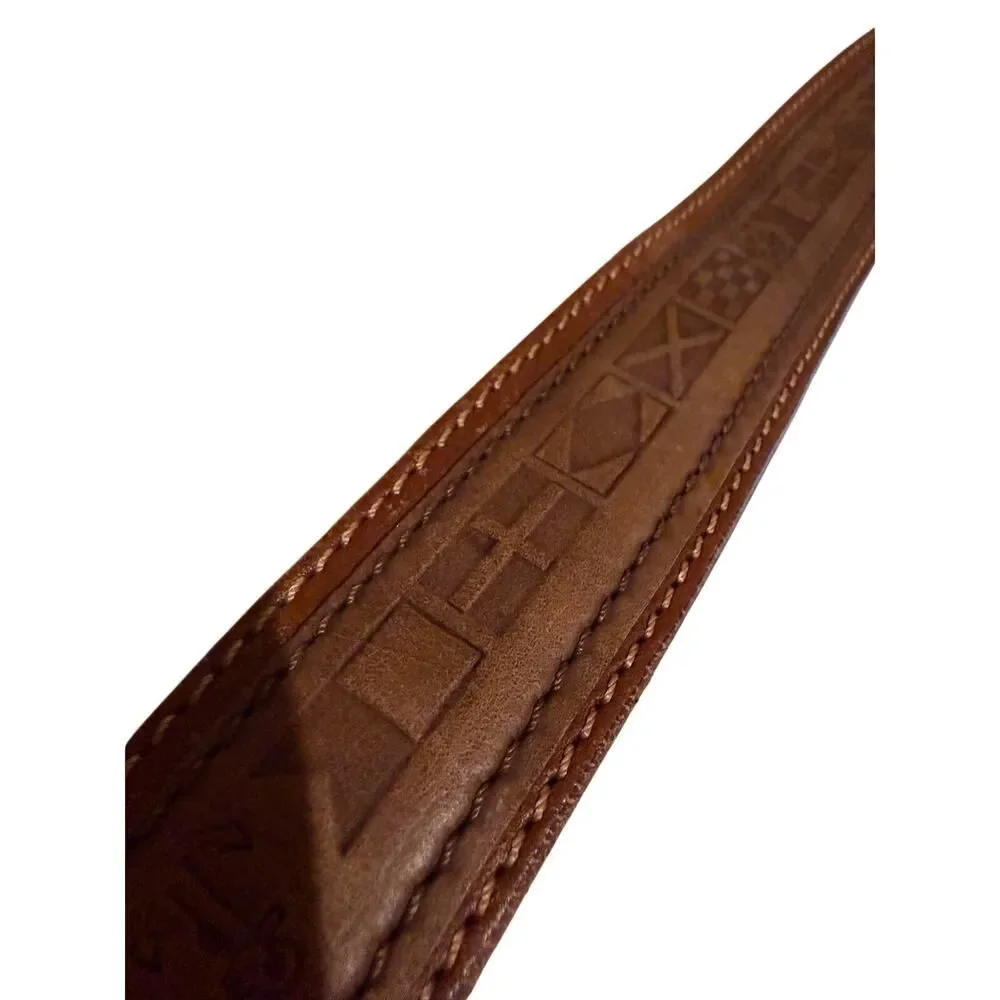 Leather Nautical Flag Belt Made in Italy Men's Sz. 35